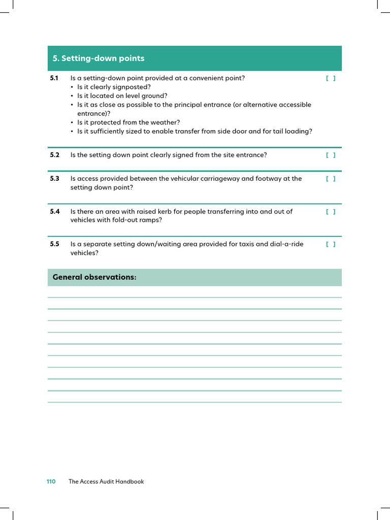 Access Audit: Setting-Down Points Guide | PDF