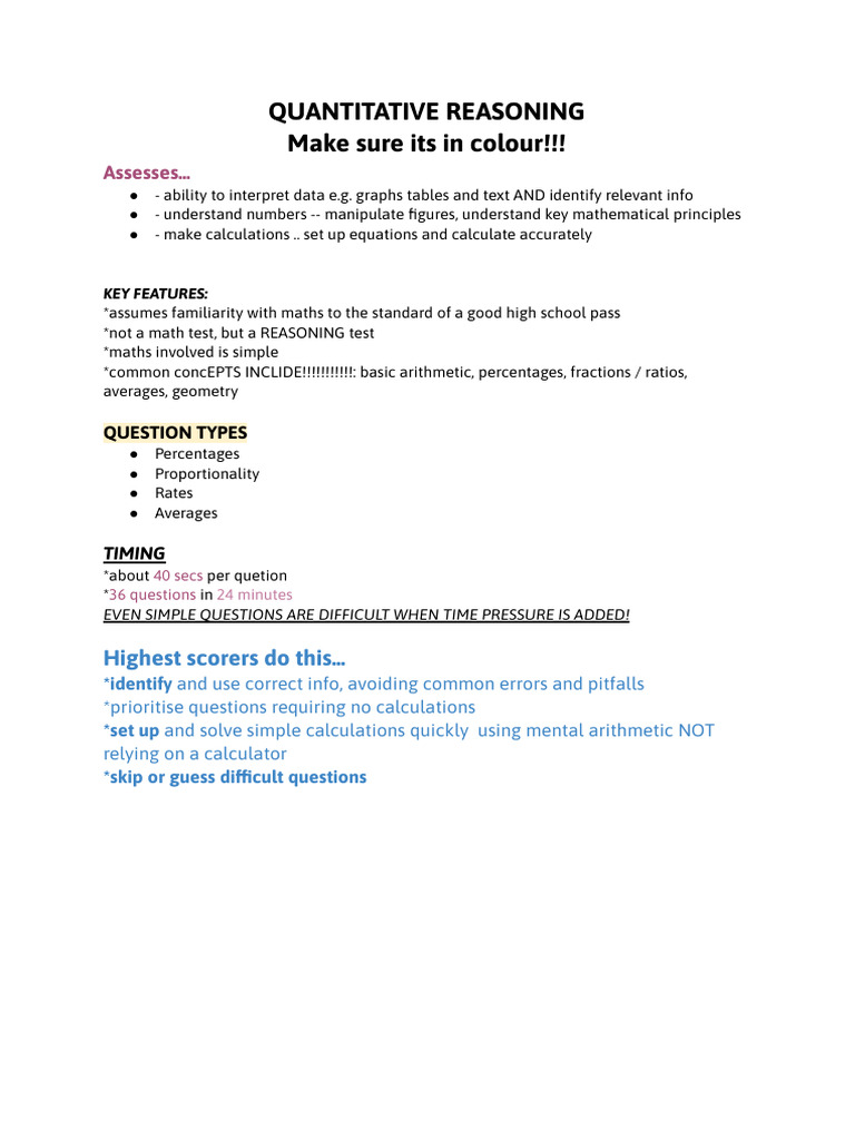 Quantitative Reasoning Strategies Guide | PDF | Percentage | Ratio