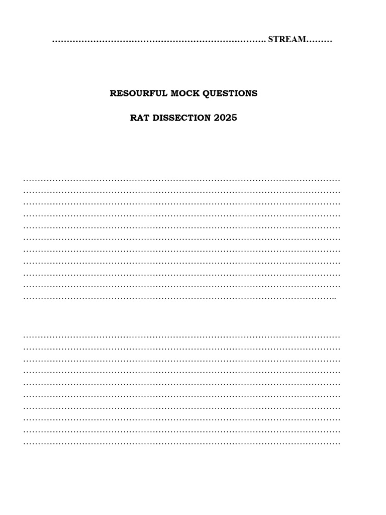 Rat Dissection Mock Exam 2025 | PDF | Thorax
