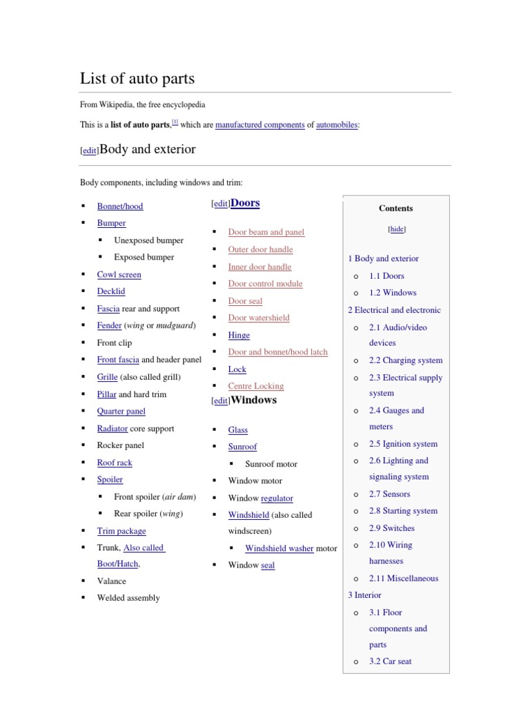 List of Auto Parts | PDF | Transmission (Mechanics) | Clutch
