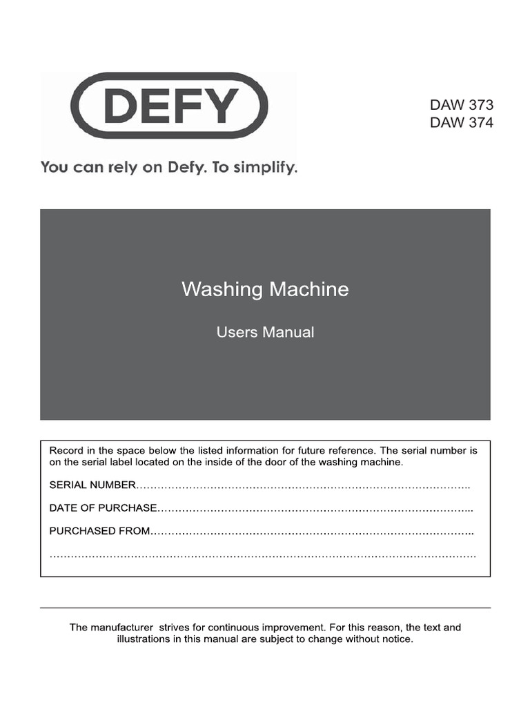 Washing Machine User Manual Guide | PDF | Washing Machine | Laundry
