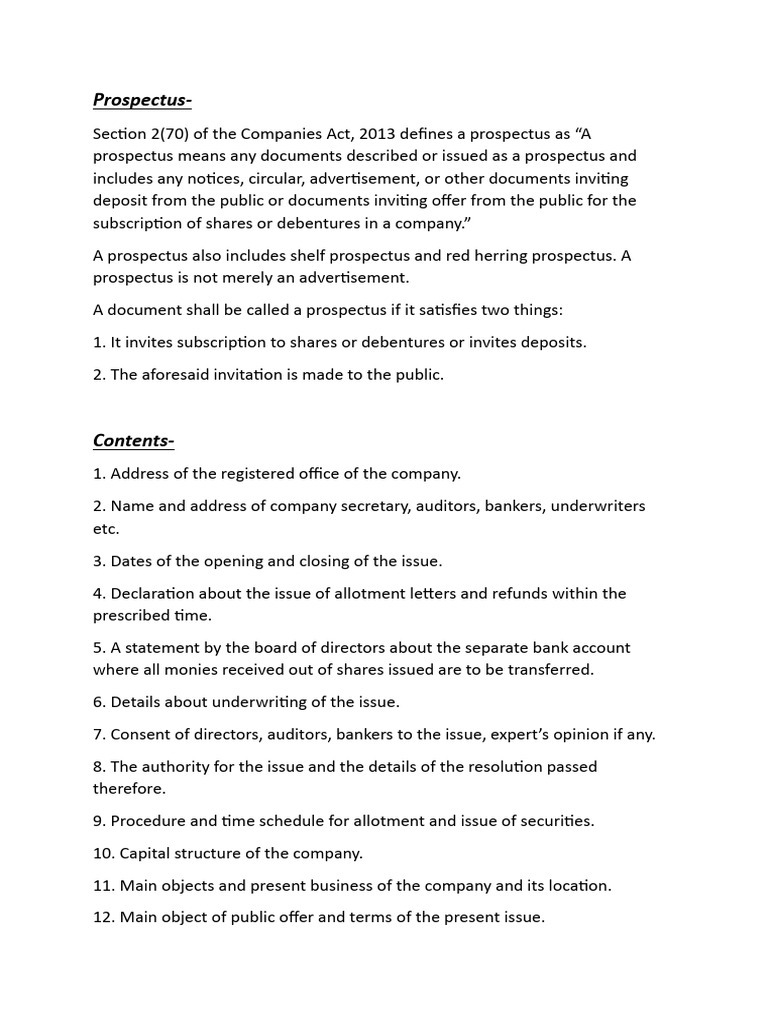 Understanding Company Prospectus Types | PDF | Prospectus (Finance ...