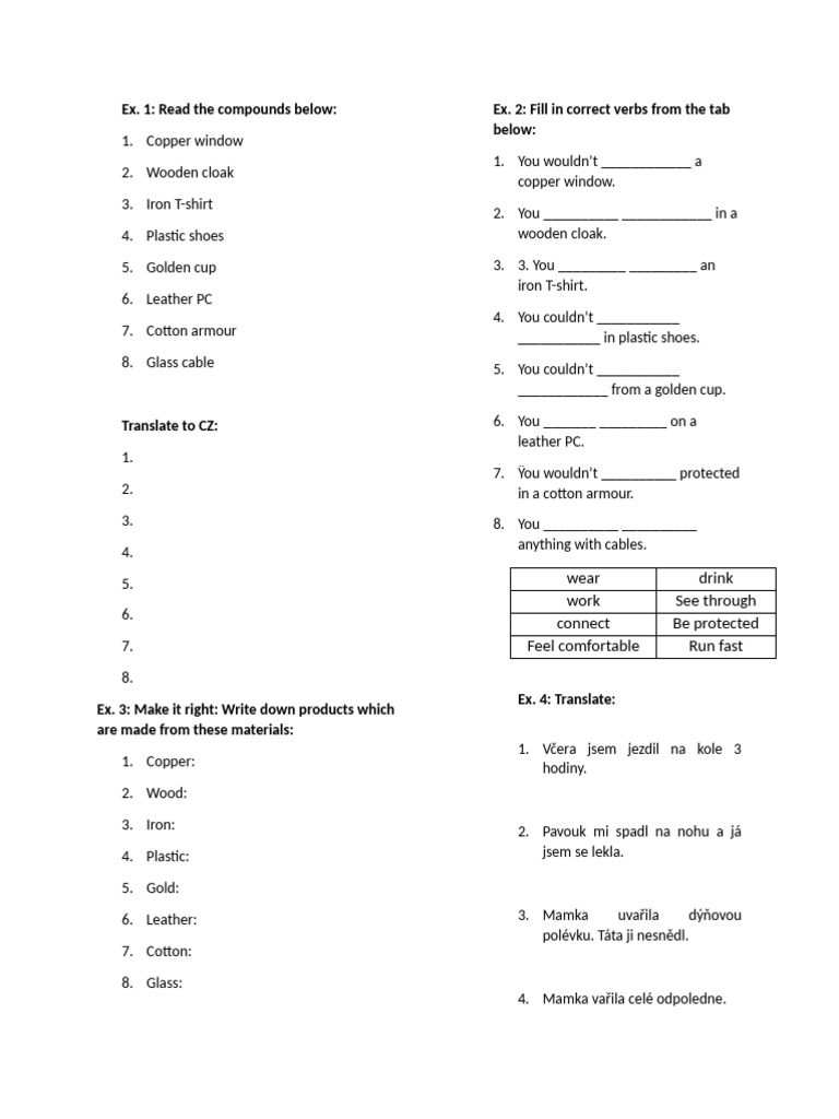 ESL Test - LVL A2 (Czech To English) | PDF | Chess Theory | Chess