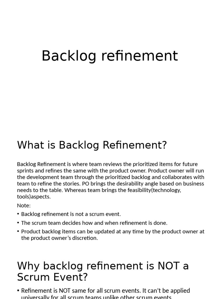 Backlog Refinement Process Explained | PDF | Scrum (Software ...