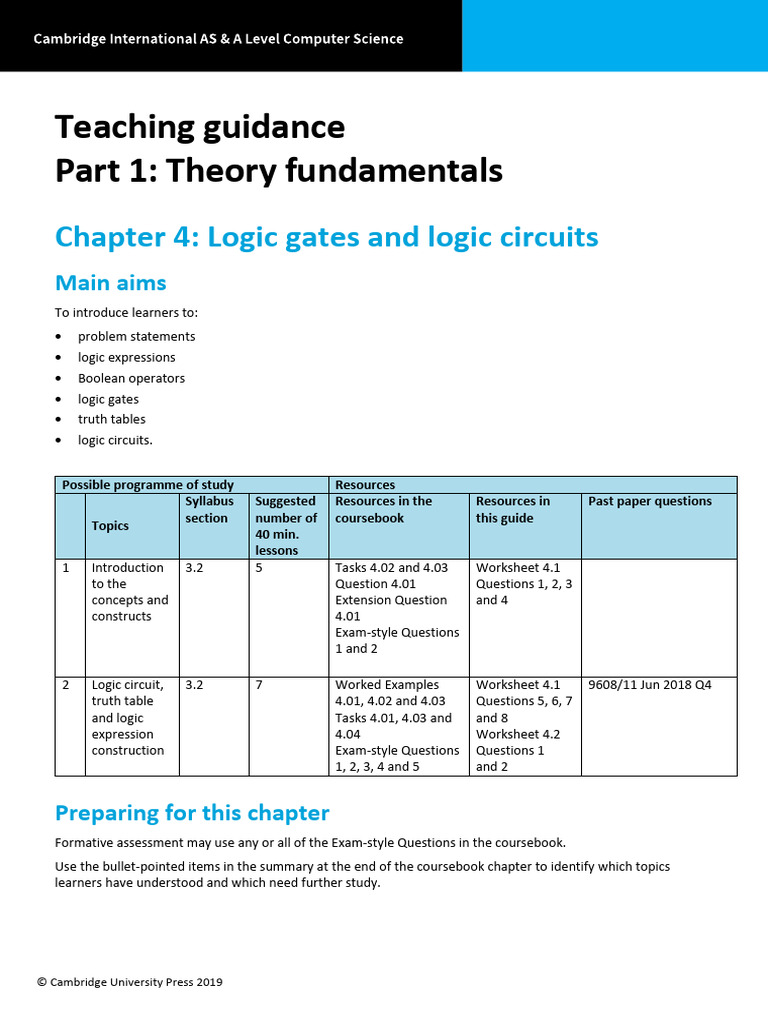 Logic Gates and Circuits Teaching Guide | PDF | Logic | Boolean Algebra