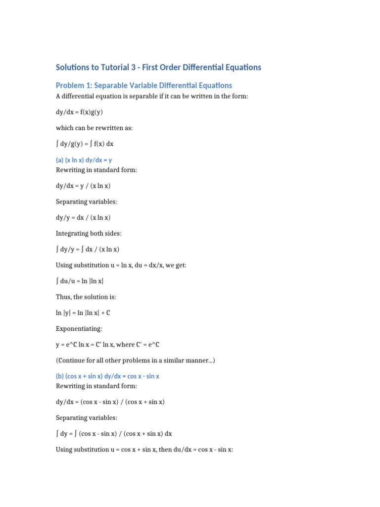 Tutorial 3 Complete Solutions | PDF | Mathematical Analysis ...