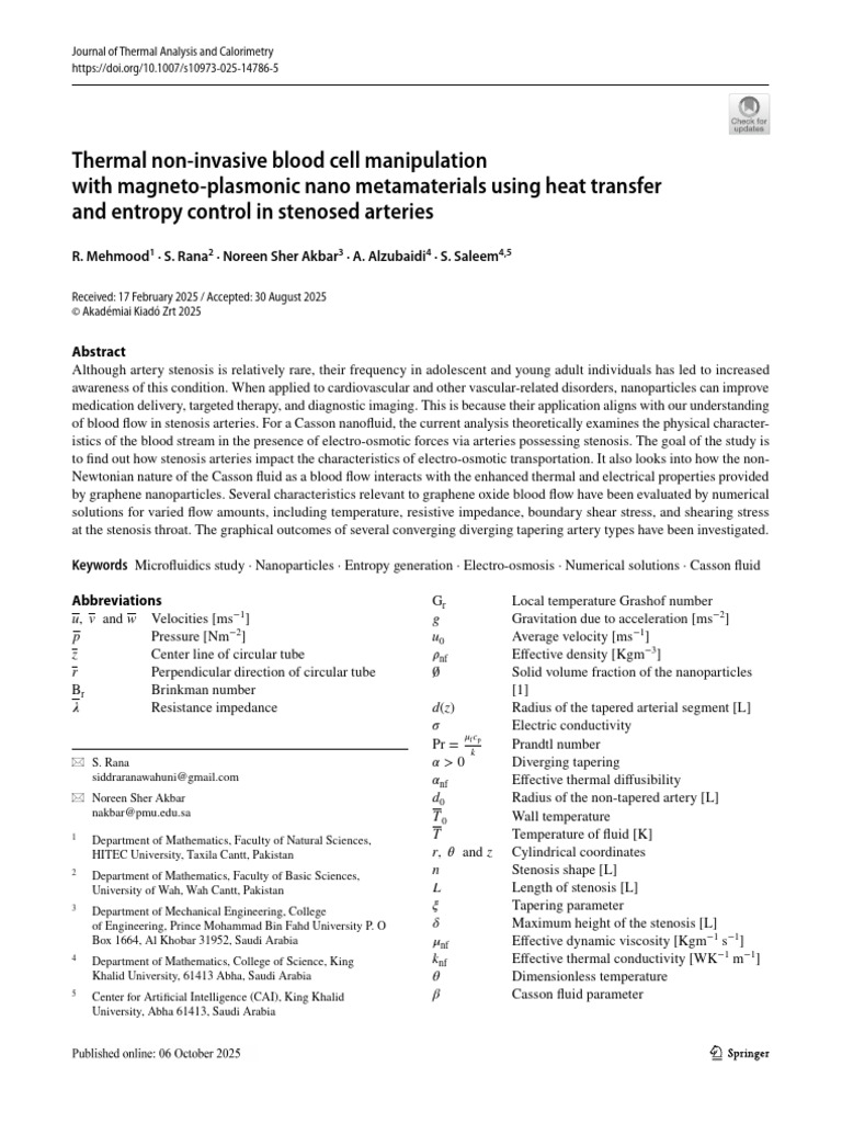 Blood Flow in Stenosed Arteries Using Nanoparticles | PDF ...