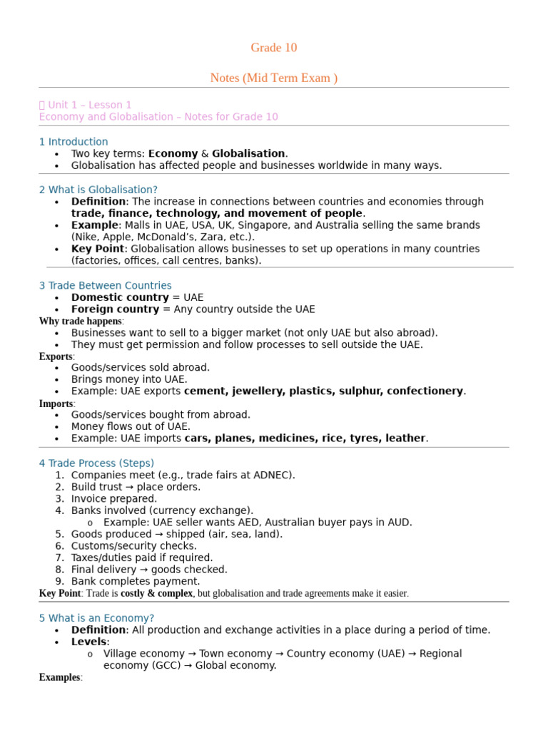 GR 10 - Mid Term - Exam Notes - 2025 | PDF | Fair Trade | Drug ...