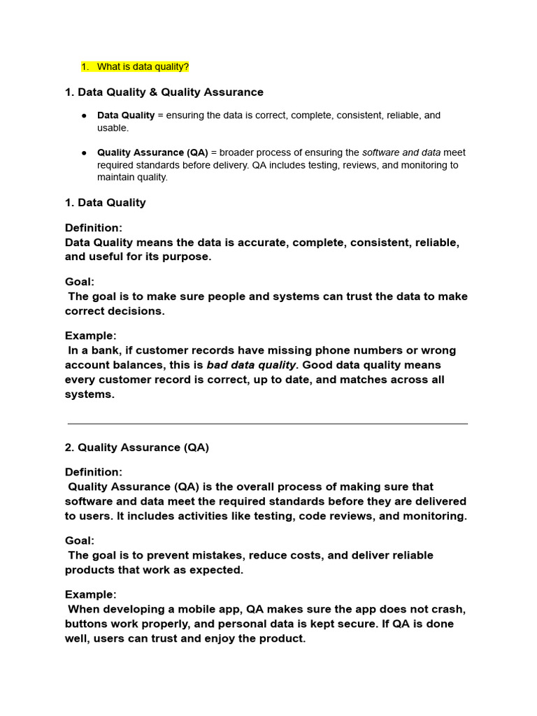 Understanding Data Quality and QA | PDF | Quality Assurance | Data Quality