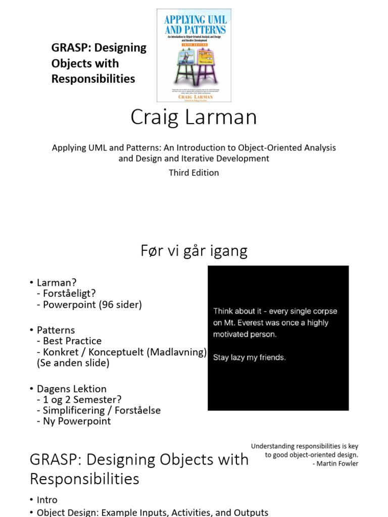 GRASP Patterns for Object Design Explained | PDF | Class (Computer ...