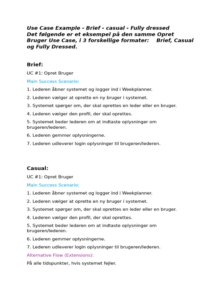 Use Case Example - Brief - Casual - Fully Dressed | PDF