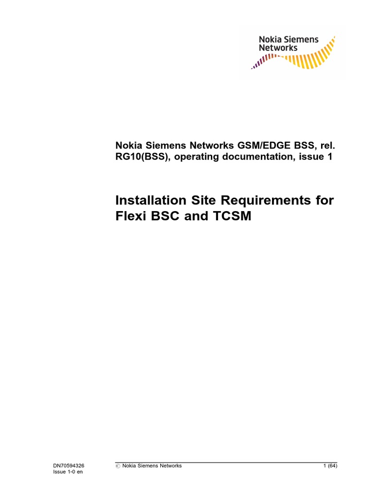 Installation Site Requirements For Flexi BSC and TCSM | PDF ...