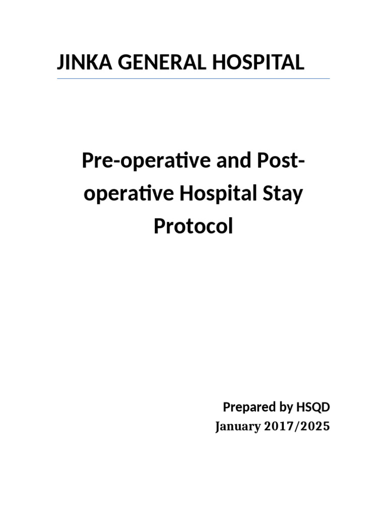 Preoperative and Postoperative Protocol Jinka | PDF | Surgery ...