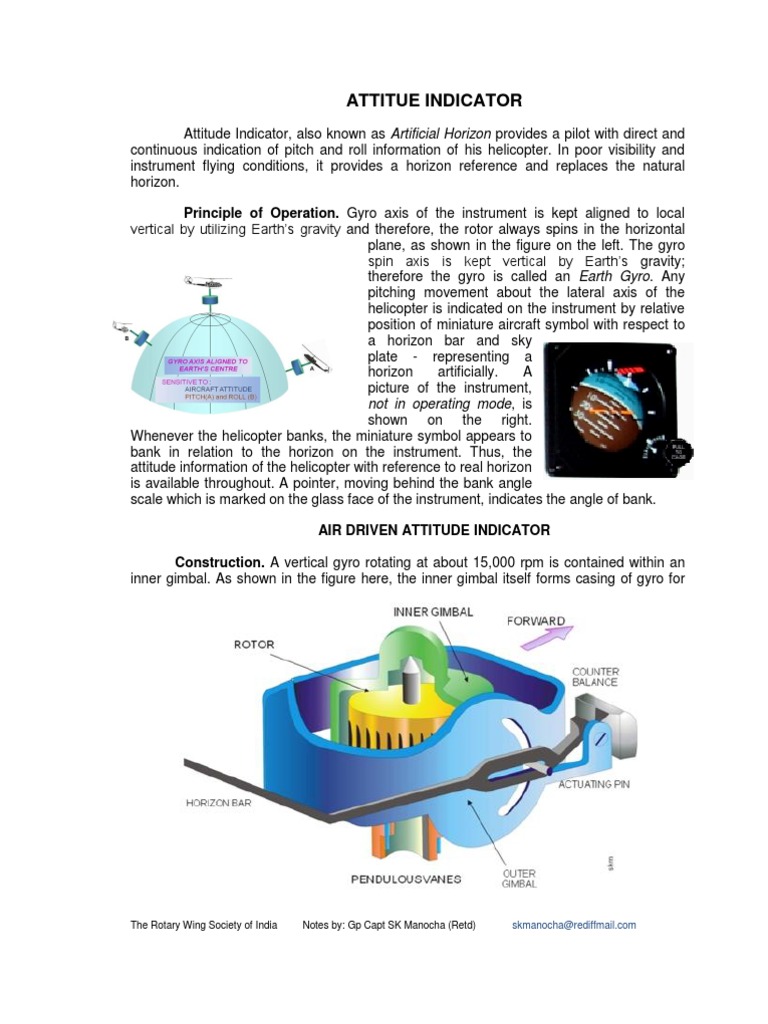 Attitude Indicator Gyroscope Rotation Around A Fixed Axis