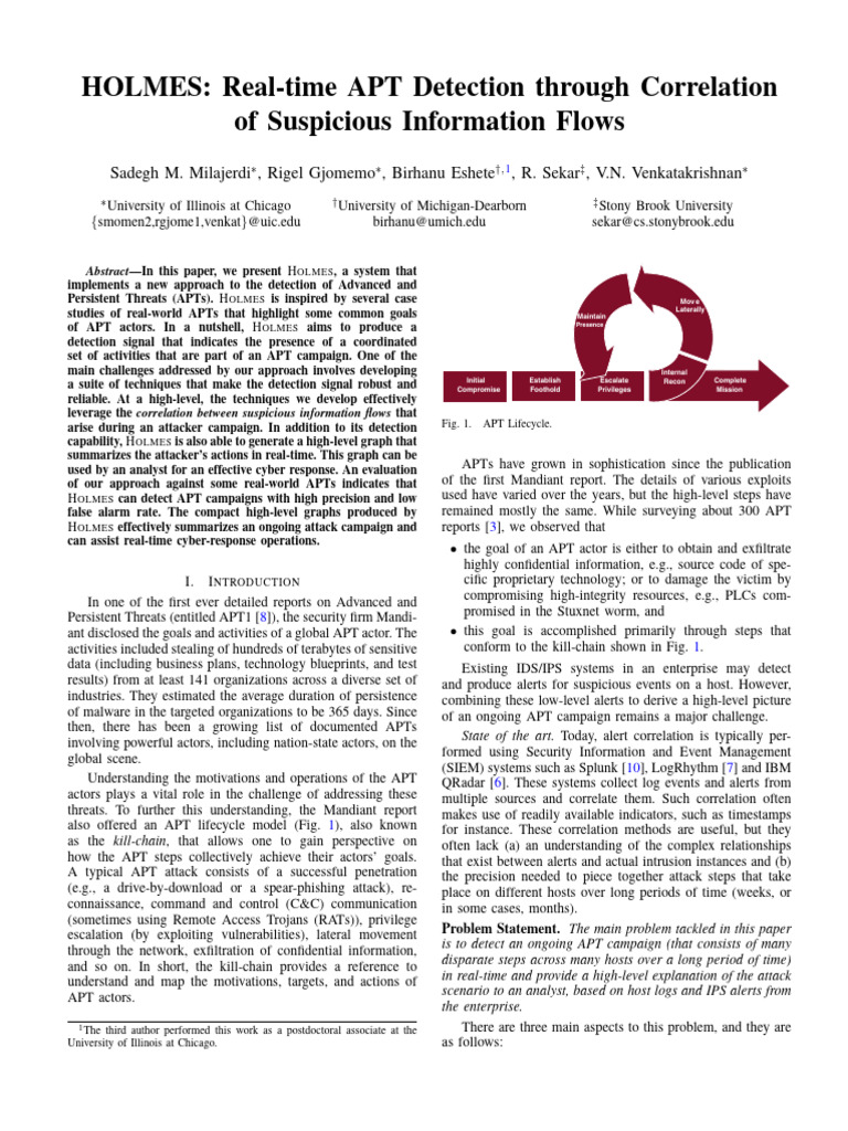 Real-time APT Detection with HOLMES | PDF | Operating System | Computer ...