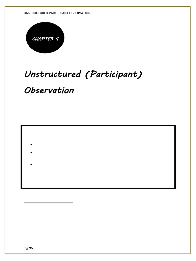 Unstructured Participant Observation Guide | PDF | Ethnography ...