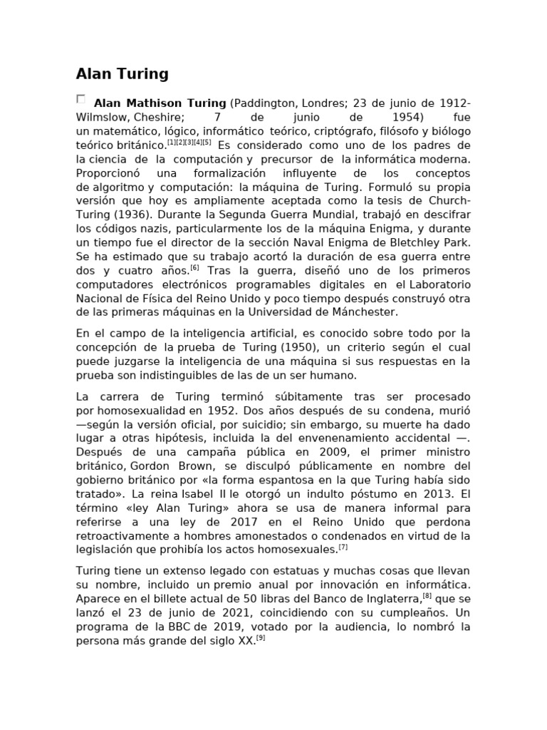 Alan Turing | PDF | Alan Turing | Lógica matemática