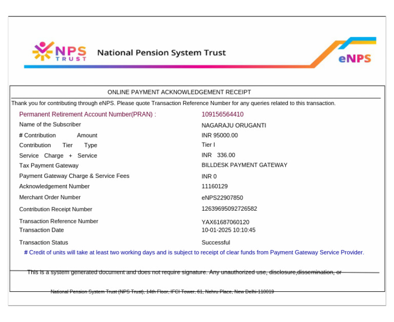 eNPS Online Payment Receipt | PDF