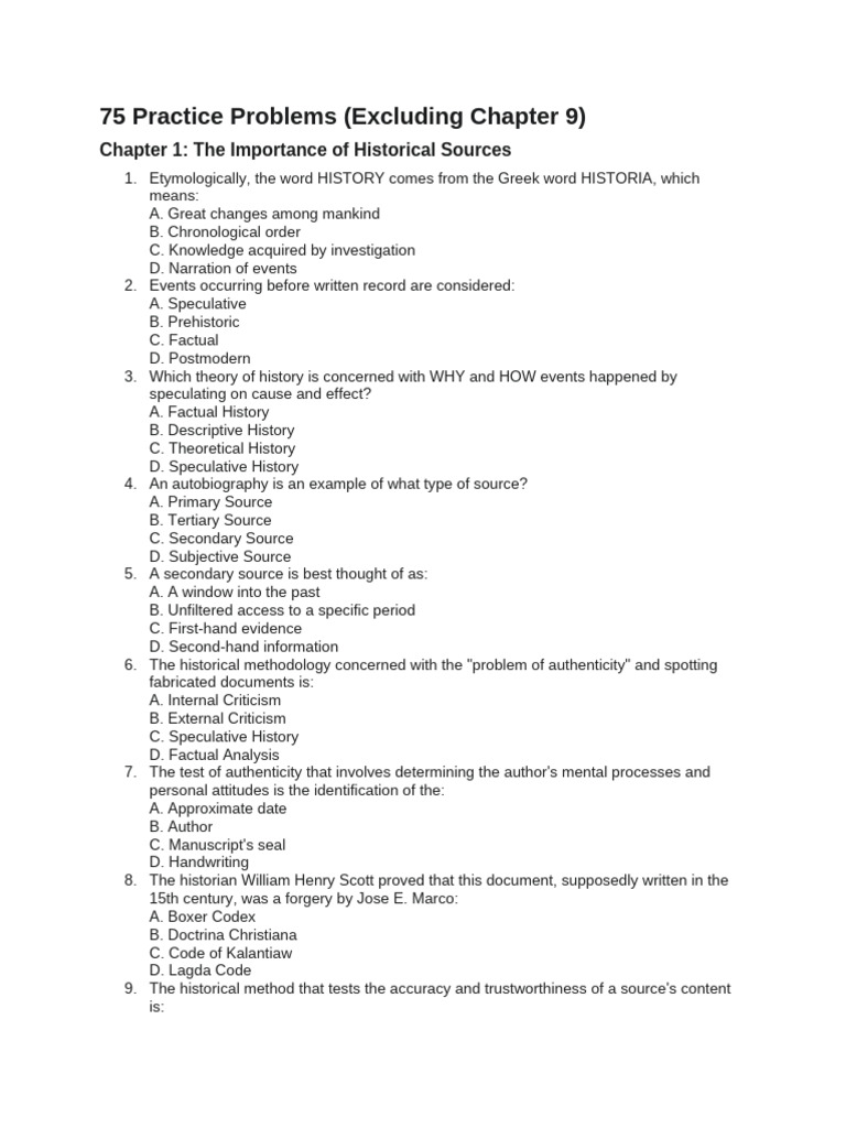 75 Historical Source Practice Questions | PDF | Philippines