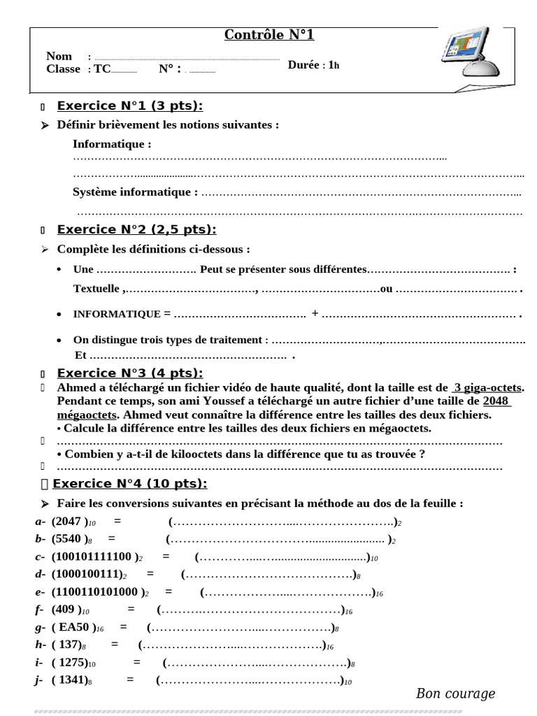 Exercices de base en informatique | PDF