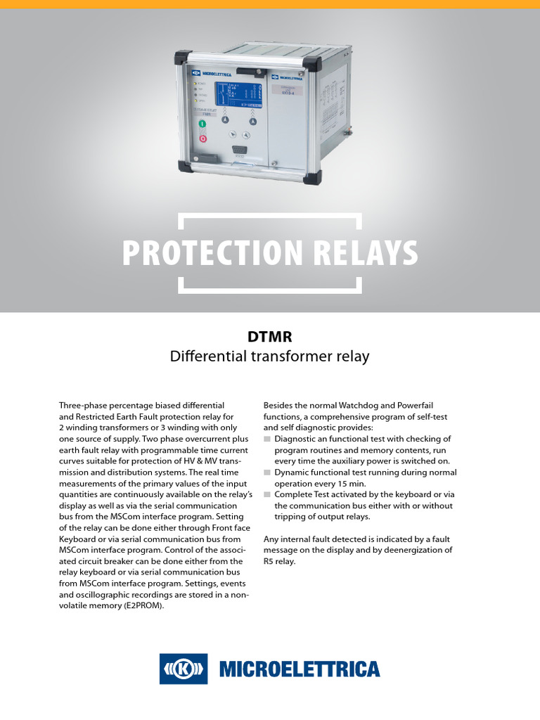 Differential Transformer Relay Guide | PDF | Power Supply | Relay