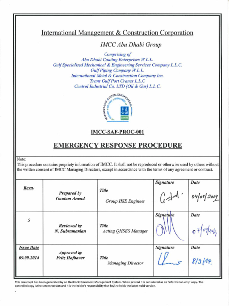 Emergency Response Procedure Overview | PDF | Emergency | Emergency ...