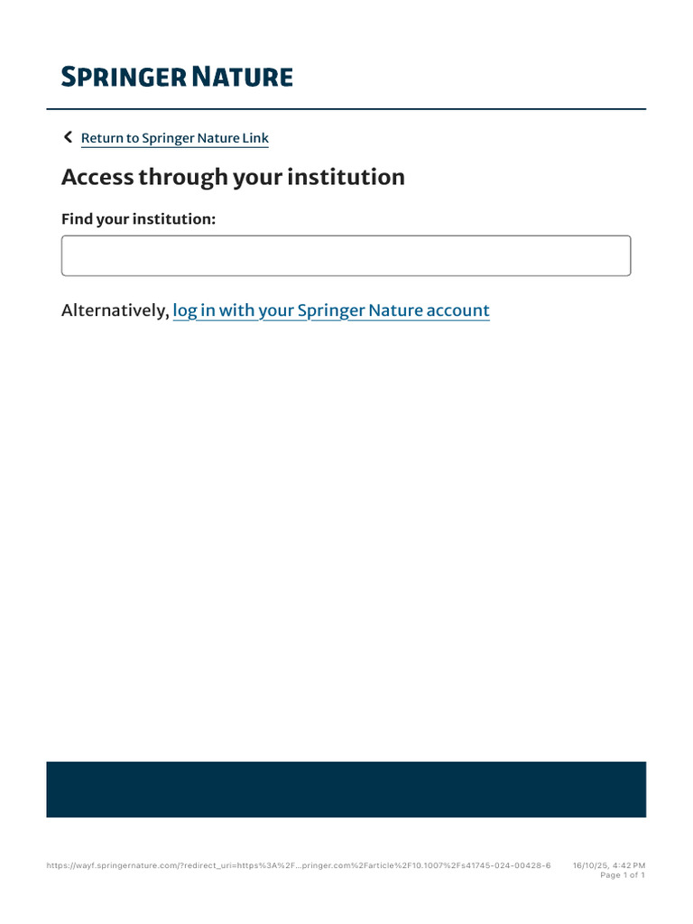 Access Through Your Institution: Log in With Your Springer Nature ...