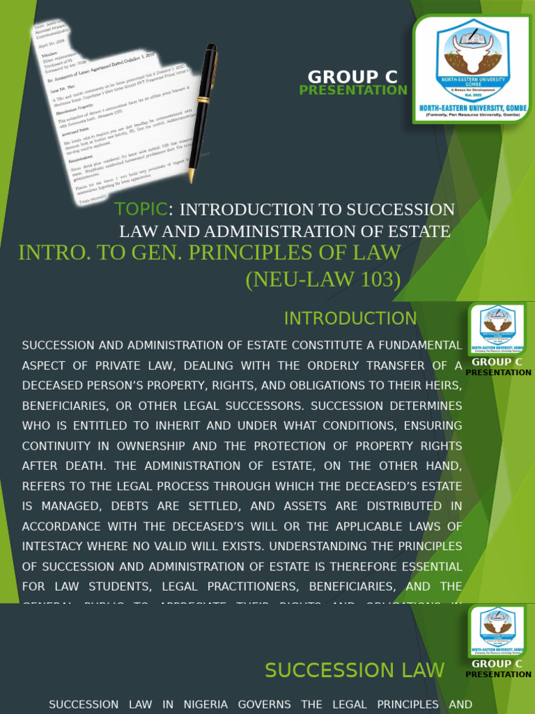 Succession Law and Estate Administration | PDF | Probate | Intestacy