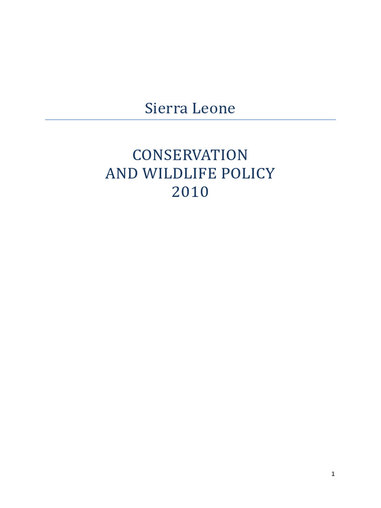 Sierra Leone Wildlife Conservation Policy 2010 | PDF | Conservation ...
