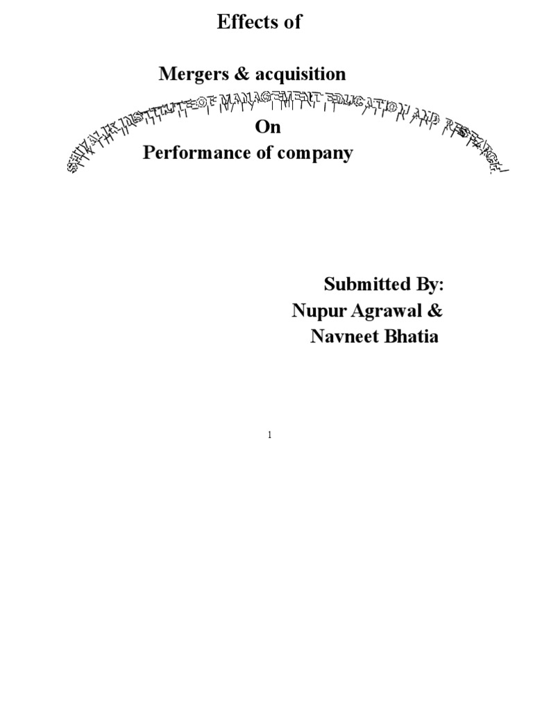 Impact of Mergers on Company Performance | PDF | Due Diligence ...