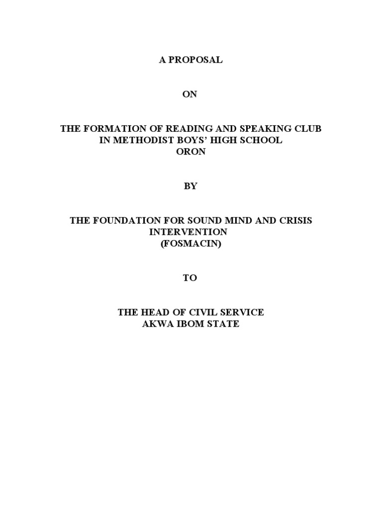 Reading Club Proposal for Methodist Boys' High | PDF | Secondary School ...