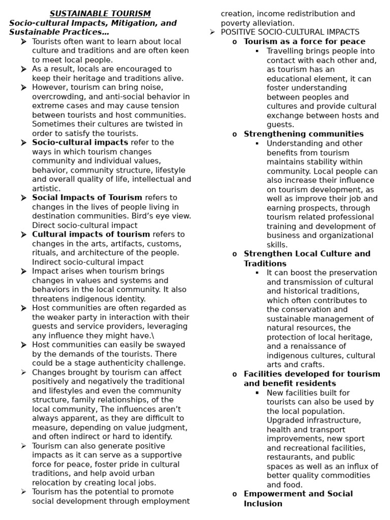 Socio-Cultural Impacts of Tourism | PDF | Tourism | Infrastructure