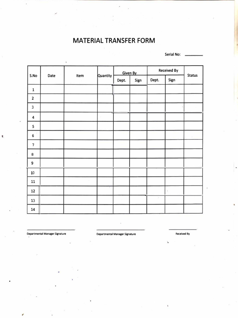 Material Transfer Form Template | PDF