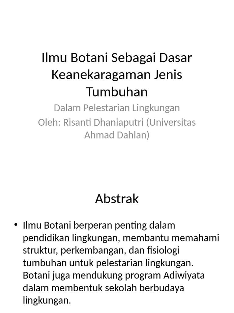 Ilmu Botani Dalam Pelestarian Lingkungan | PDF