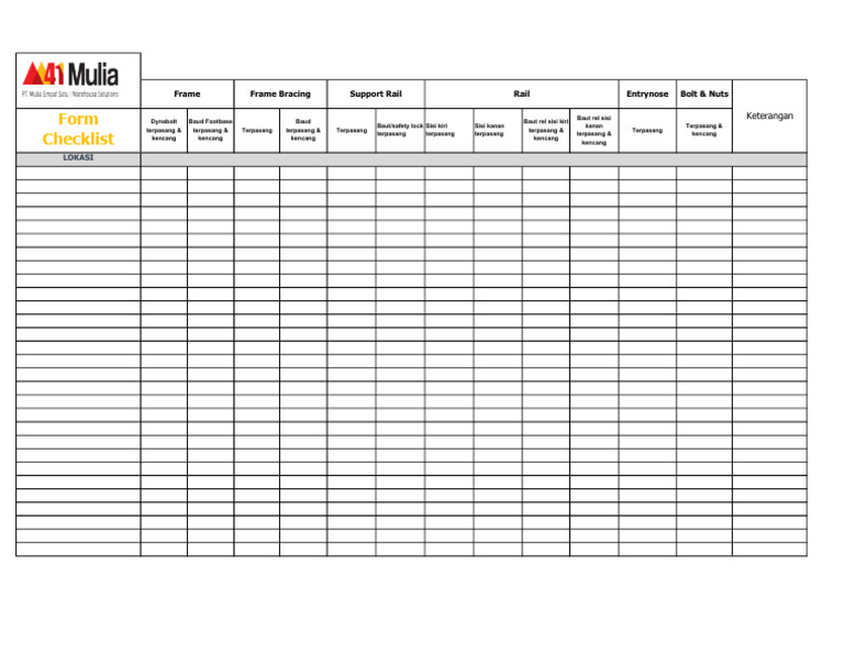 Form Ceklis Shuttle | PDF