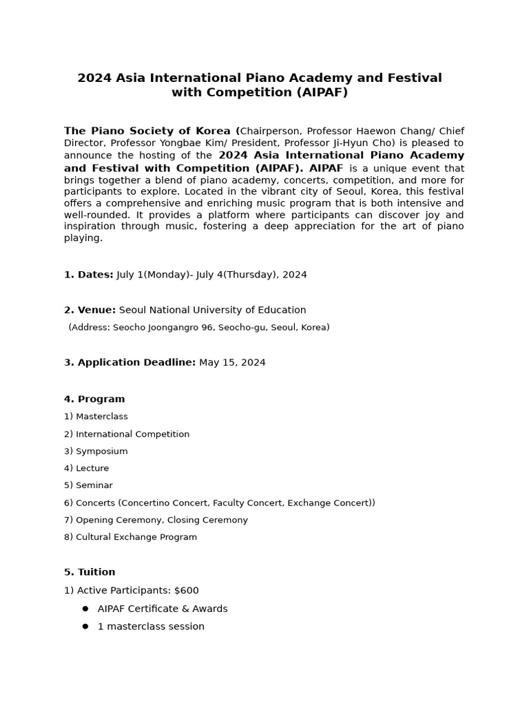 2024 Asia International Piano Festival | PDF