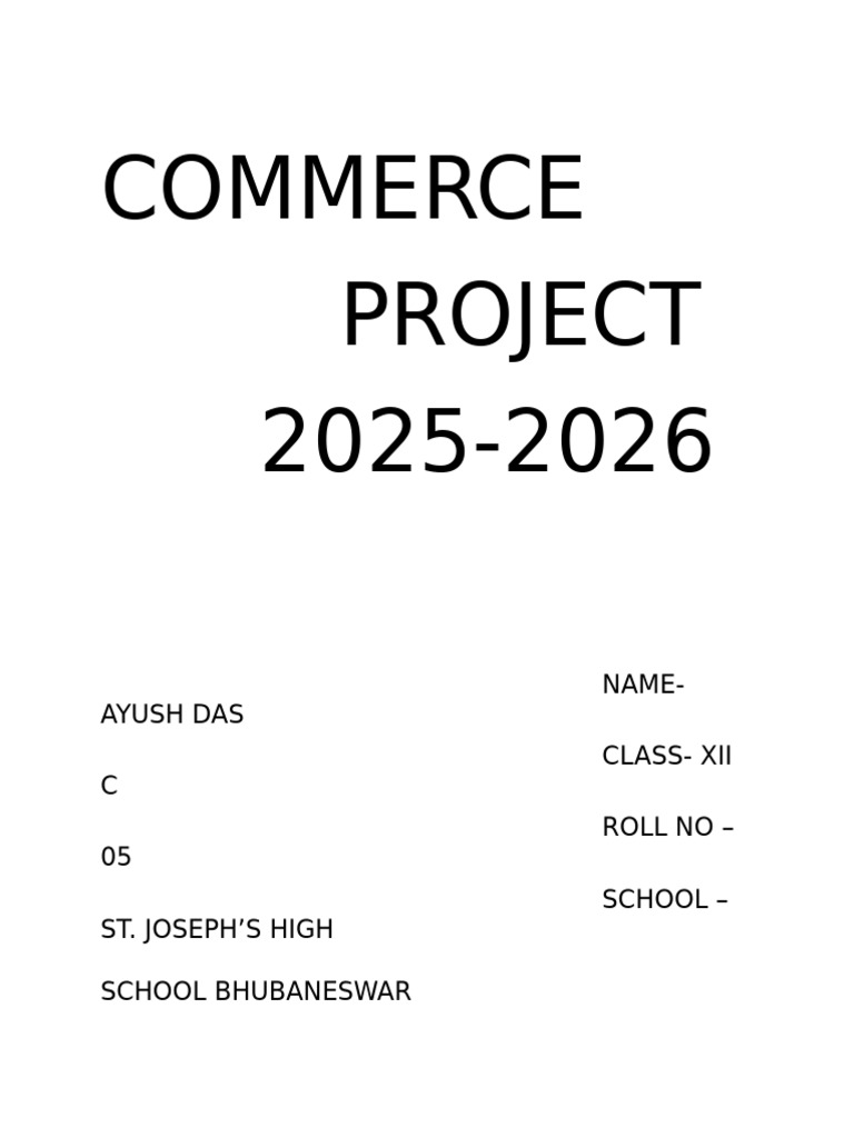 Commerce Project 2025-2026 by Ayush Das | PDF