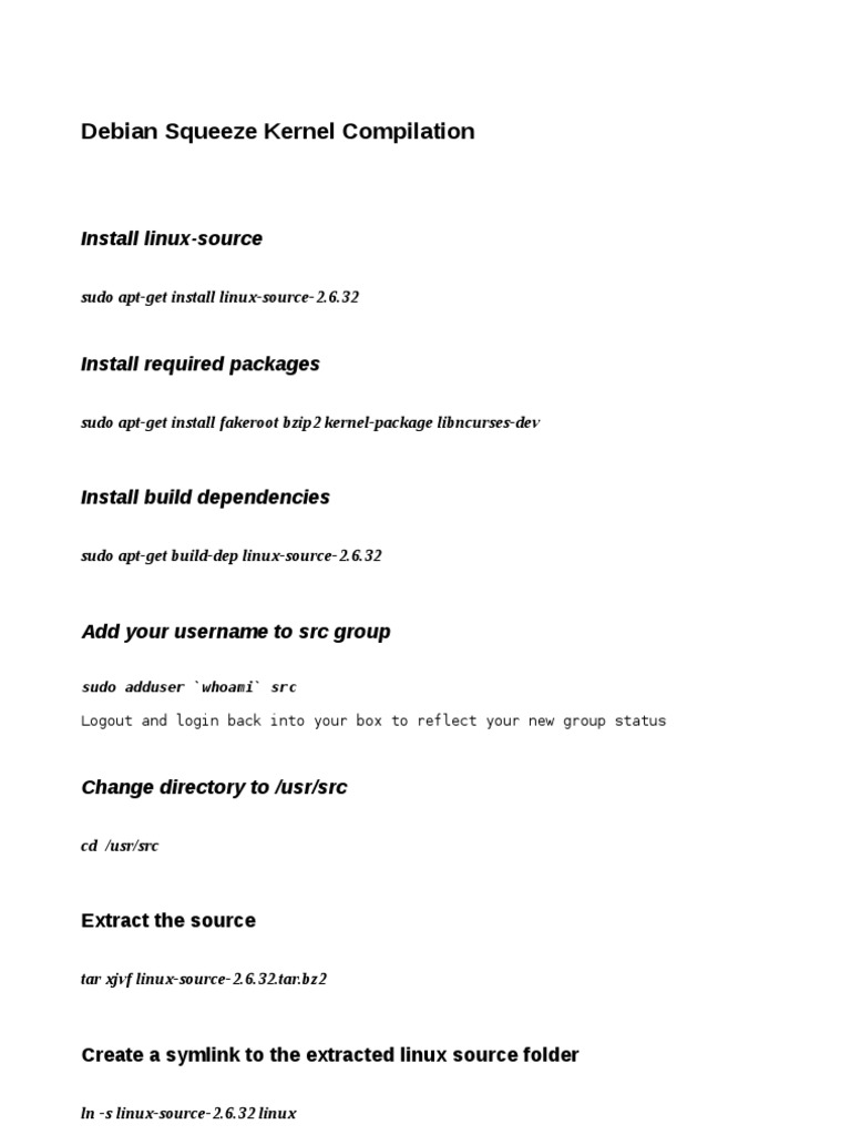 Debian Squeeze Kernel Build Guide | PDF