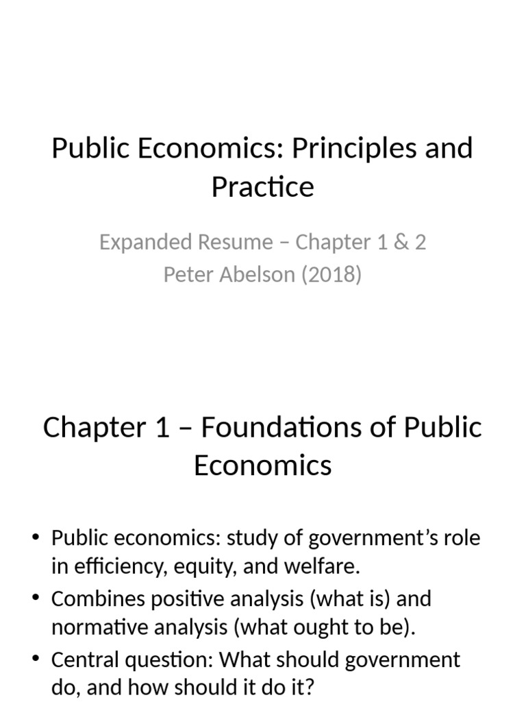 Foundations of Public Economics Explained | PDF | Economics | Policy