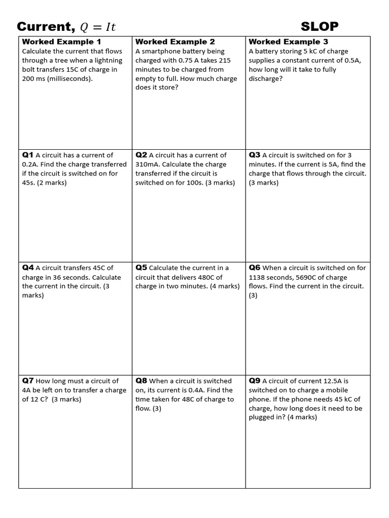 Current and Charge Calculations Guide | PDF