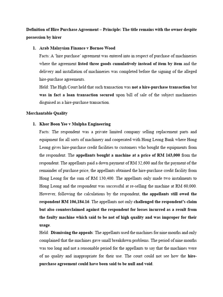 Understanding Hire Purchase Agreements | PDF | Business Law | Justice