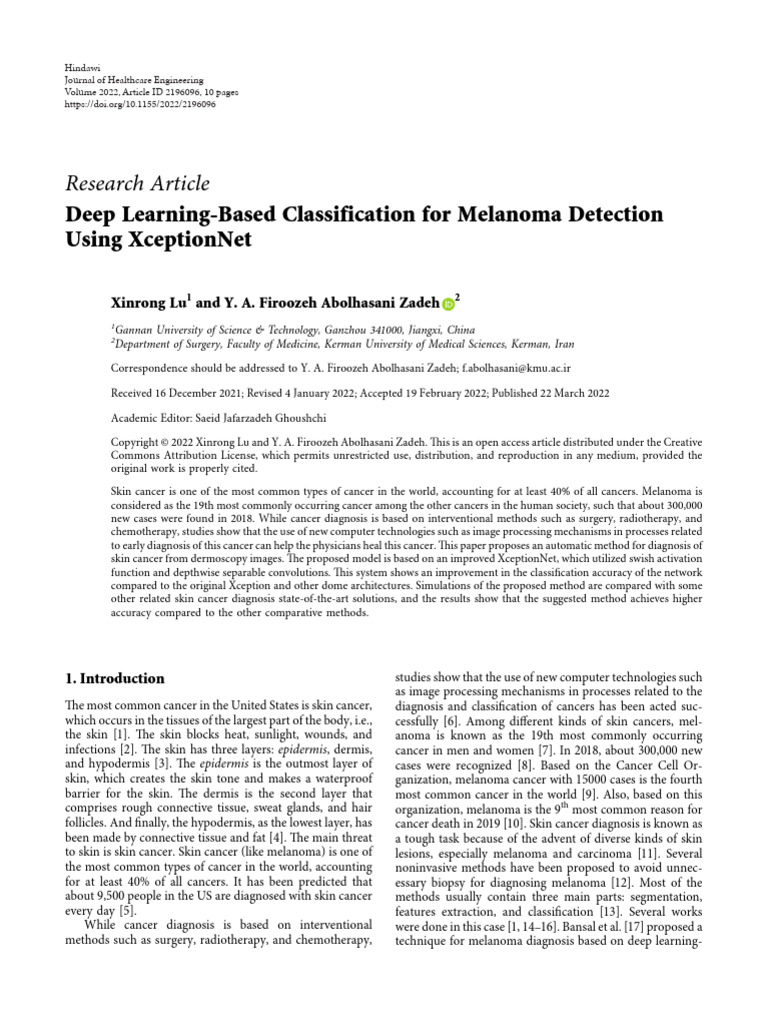 Deep Learning for Melanoma Detection | PDF | Skin | Skin Cancer