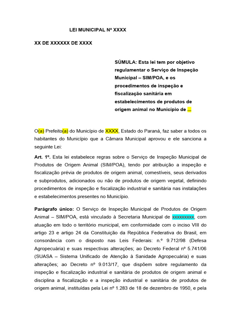 Regulamentação do SIM/POA em XXXX | PDF | Medicina Veterinária | Matadouro