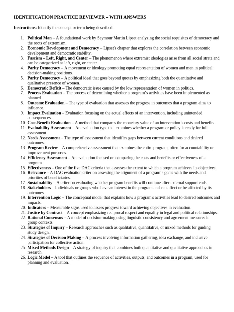 IDENTIFICATION PRACTICE REVIEWER-pos121 | PDF | Evaluation | Cost ...