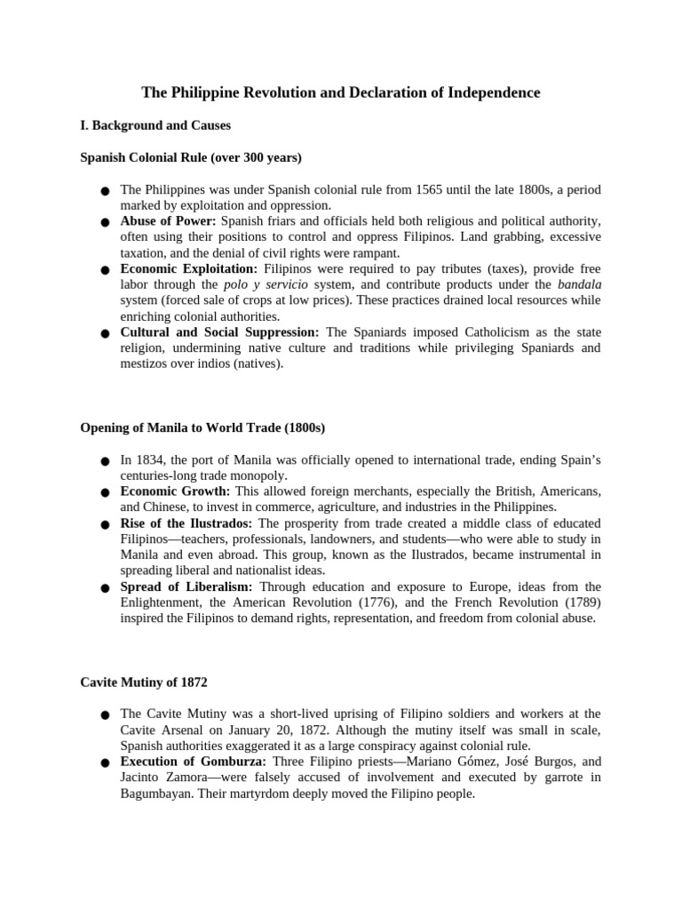 Philippine Revolution Overview and Causes | PDF | Spanish East Indies ...