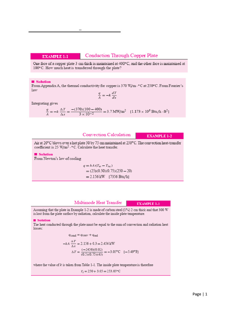 Calculation Practice Questions With Answers Heat Transfer Processes ...