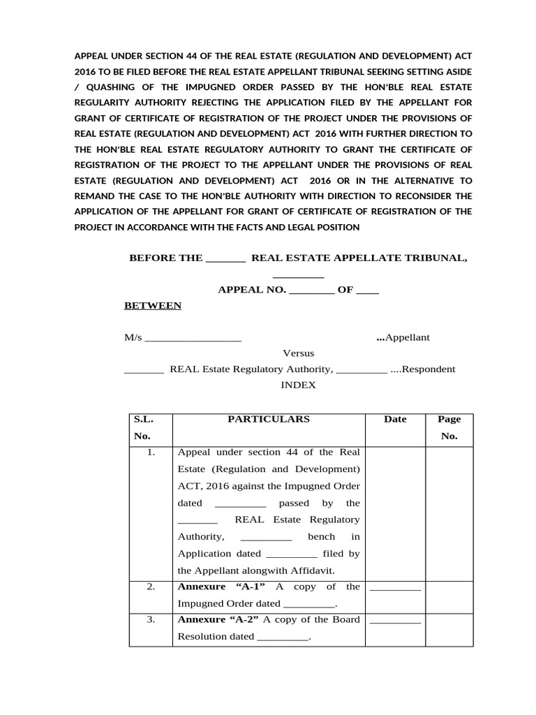 Appeal Under RERA Section 44 Guidelines | PDF | Common Law | Private Law