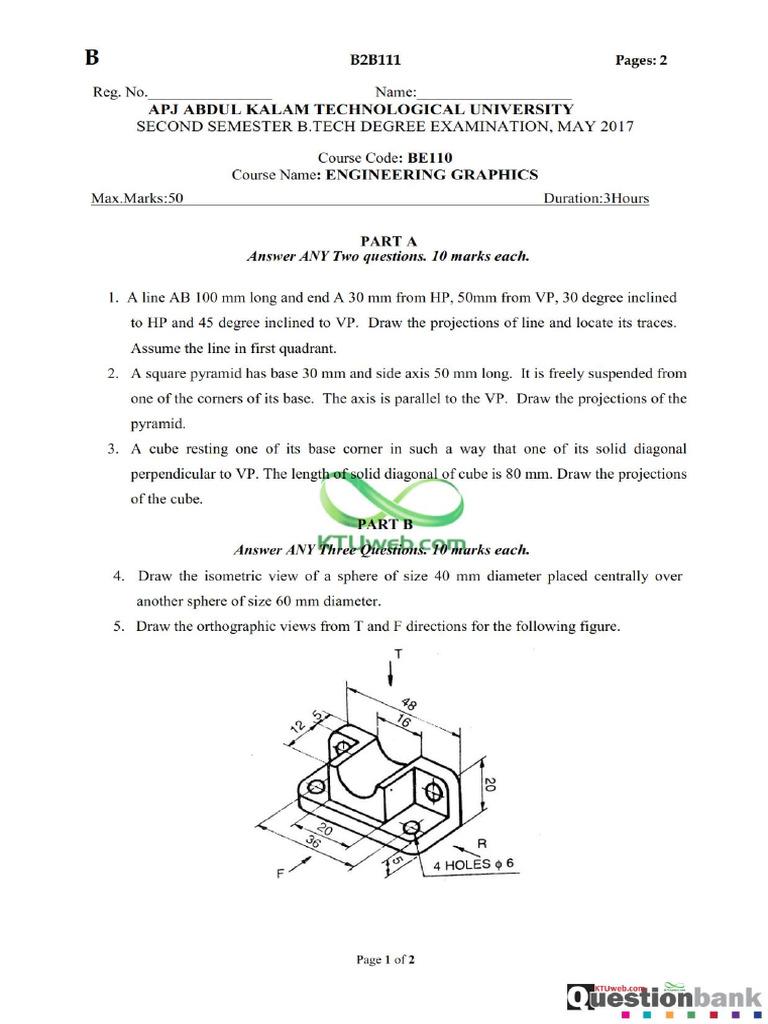 BE 110 Engineering Graphics May - 17 | PDF