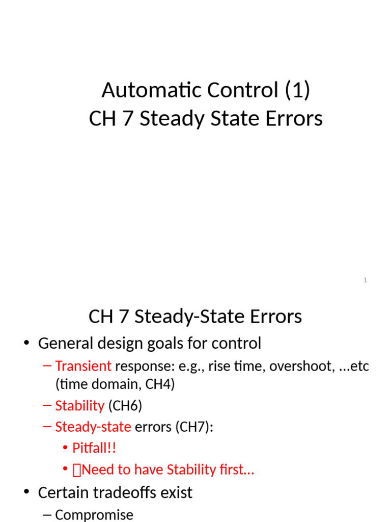 Steady-State Errors in Control Systems | PDF | Control Theory ...