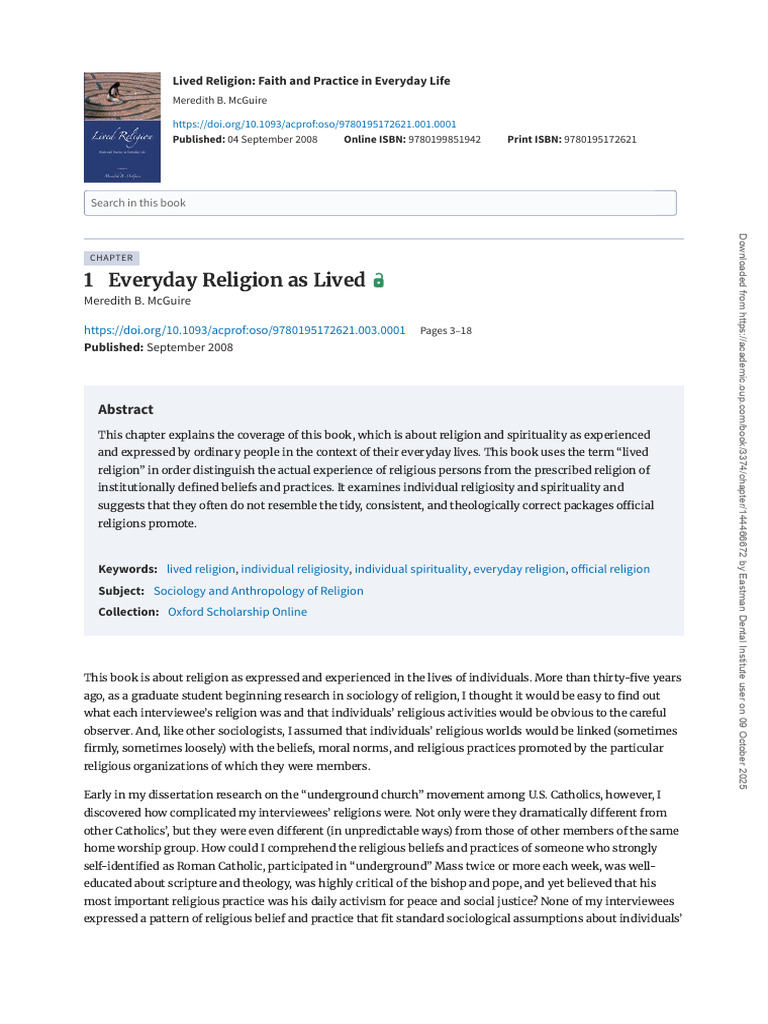 Understanding Lived Religion Today | PDF | Pentecostalism | Mass (Liturgy)